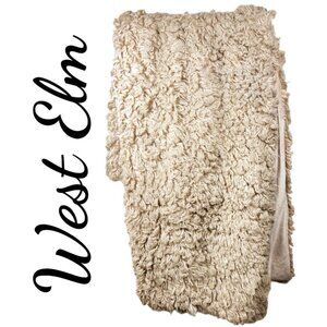 WEST ELM Faux Fur Blush Pink Plush Throw Blanket, 47” x 60”